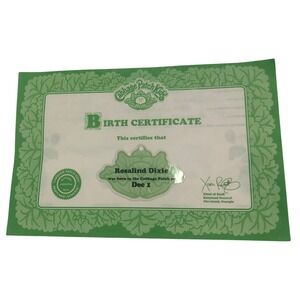 Vintage Cabbage Patch Kids Birth Certificate x2
